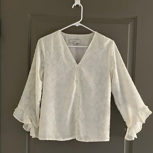 LOFT Cream Textured Blouse